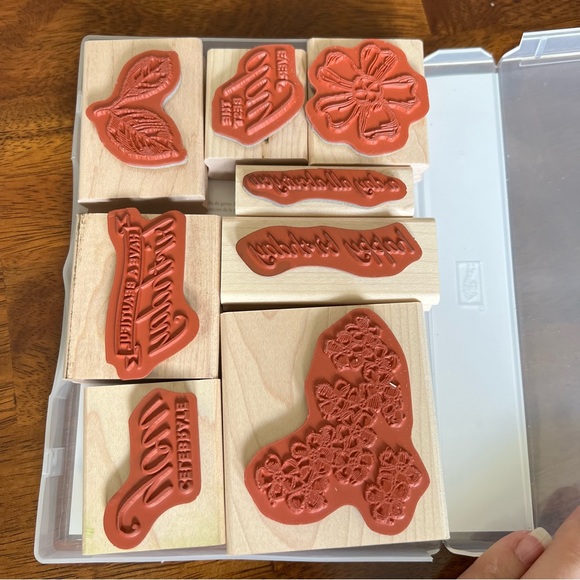 Stampin Up! Birthday Blossom set of 8 wooden mount stamp set - Picture 5 of 6